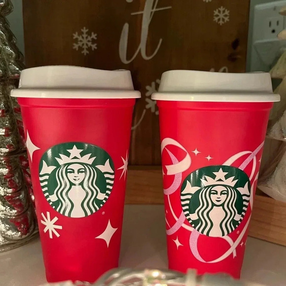 Starbucks 2021 and 2022 Limited Edition Red Holiday Reusable Cups - Picture 6 of 7